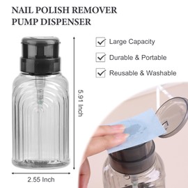 SUTOKAKA 2 Pack Nail Polish Remover Pump Dispenser Lockable Empty Alcohol Dispenser Push Down One-Touch Pump Bottle Container with Flip Top Cap for Makeup Remover Facial Toner, 300ML(10.1oz)