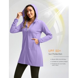 Women's UPF 50+ Swim Cover Up Sun Protection Hoodie Long Jacket SPF Lightweight Beach Cover Ups for Women(Purple,XL)