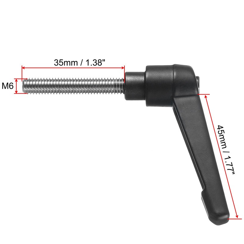 sourcing map Adjustable Clamping Lever Handle M6 x 35mm Metric