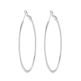 90mm Hoop Earrings for Women (White Gold)