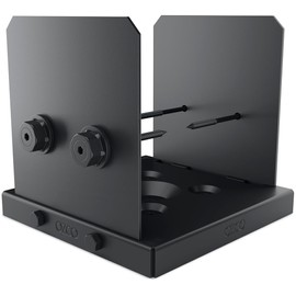 Ozco Ironwood Lite 8x8 Post Base Kit, Includes 1 Post Base Plate, 2 Decorative Plates, 4 Hex Cap Nuts, OWT Timber Screws, Galvanized Steel for Pergolas | 52109