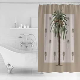 ZOE GARDEN Shower Curtain Set with Hook 60" x 72", Tropical Plants in Summer Beach Palm Trees | Bathroom Decor Waterproof Polyester Fabric Bathroom Accessories Bath Curtain