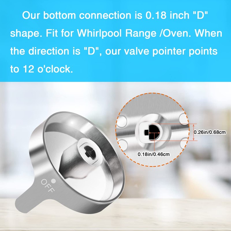Upgraded W10766544 Gas Stove knobs Replacement for Whirlpool WFG540H0ES0 Range