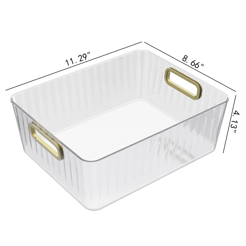 Esdiplot 4 Packs Clear Plastic Pantry Storage Bins with Handle,