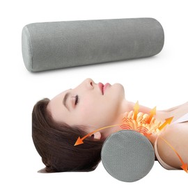 SUBCULTUREPICK Cervical Neck Roll Foam Pillow, Round Neck Support for Sleeping, Bolster Pillow for Bed, Legs, Back and Yoga, Removable Washable Cover, 4.7 Inch Diameter x 17 Inches Long (Grey)