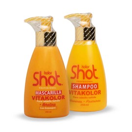 Kit Kolor Shot Vitakolor Mascarilla para Cabello Teñido con Keratina + Shampoo sin Parabenos con Colágeno 250ml, Prolonga la Duración del Tinte, Nutre y Revitaliza.