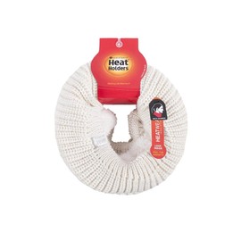 HEAT HOLDERS - Ladies Thick Winter Warm Fleece Lined Chunky Knit Thermal Neck Warmer (One Size, Cream (Chunky))