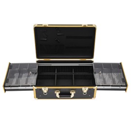 Barber Case Organizer Portable Barber Carrying Cases for Clippers Supplies Double Layer Large Barbers Travel Tools Carrying Case Travel Hair Stylist Tools Storage Gold