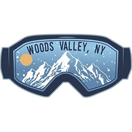 Woods Valley New York Ski Adventures Souvenir Approximately 5 x 2.5-Inch Fridge Magnet Goggle Design
