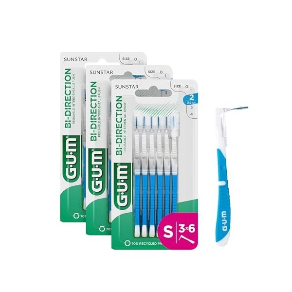 GUM BI-Direction Dual Position interdental Brushes | Antibacterial bristles |