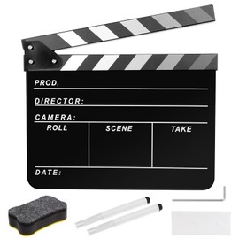 Directors Clapper Board 30 x 24 cm, Film Flap Director Flap with Magnetic Board Eraser and Pens, Scene Acrylic Film Flap, Director Flap Clapperboard for Film, TV Series, Shoot Props