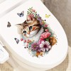 Flower Cat Toilet Cover Sticker Decals,Fish Bird Flower Leaf Waterproof