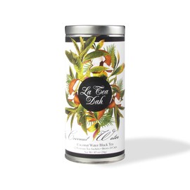 Coconut Water Black Tea by La Tea Dah | Ceylon Tea Leaves with Dried Coconut Flakes & Natural Coconut Flavor | Unsweetened & Caffeinated | Serve as Hot or Iced Tea (12 Coconut Tea Bags)