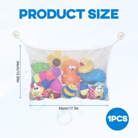 10 Pcs Bath Toy Storage Net, Bathroom Toy Storage Mesh with 2 Suction Cups, Hanging Quick Drying Toys Accessories Organiser Bag for Keeping Bathtub Water Toys Mold Free (White)