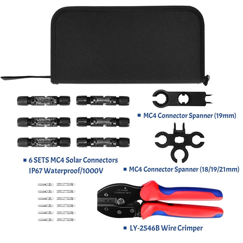 DEYMU Solar Crimping Tool Cable Connector, with 6pcs Male Female