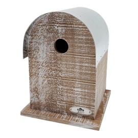 Dehner Natura Malta Premium Wild Bird Nesting Box for Wild Birds, Robust, for Hanging, Approx. 18.5 x 25 x 18.5 cm, Pine Wood / Tin Brown