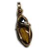 Tiger Eye and Black Onyx Necklace Pendant - protection, courage,