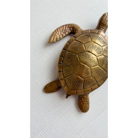 4" Antiqued Solid Brass Sea Turtle Paperweight, Sea Turtle Figurine