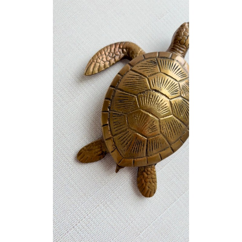 4" Antiqued Solid Brass Sea Turtle Paperweight, Sea Turtle Figurine