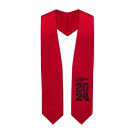 Endea Graduation Stole Class of 2024 With Classic Tips - Unisex Adult - 62" Long - Graduation Sash (Red)