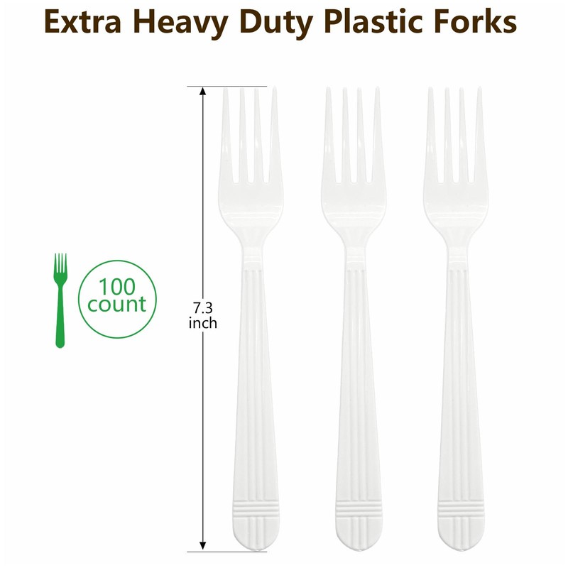Epecnic Plastic Forks, Premium Disposable Heavy Duty Plastic Forks, BPA-Free,