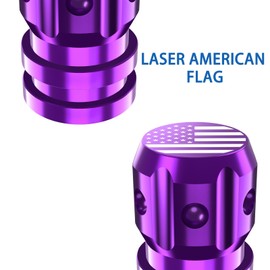 QUARKACE Valve Stem Caps, Tire Valve Caps with American Flag, Tire Caps 4 Pack for Car SUV Truck Motorcycle Bike, Anti-Fading Coating, Corrosion Resistant, Air Leakproof - Purple