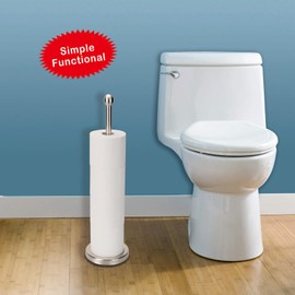 Toilet Paper Holder Stand for Max 5 Paper Rolls, Freestanding TP Holder Storage, Stainless Steel - Brushed Nickel