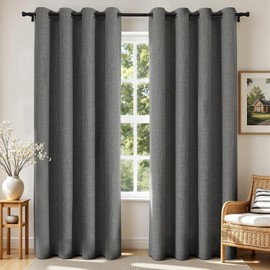 Joydeco - Cortinas opacas grises de 72 pulgadas de largo, cortinas opacas grises cortas, juegos de 2 paneles para recámara, sala de estar, cortinas de oscurecimiento de habitación, cortinas de textura