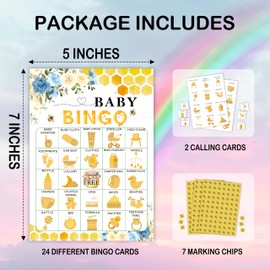 Baby Shower Bingo Card, Bumble Bee Bingo Game For Adults Large Group Family Friends, Gender Neutral Baby Shower Bingo Set, Honey Bee Bingo Kit For Gender Reveal Party, Holiday Games For 24 Players -08