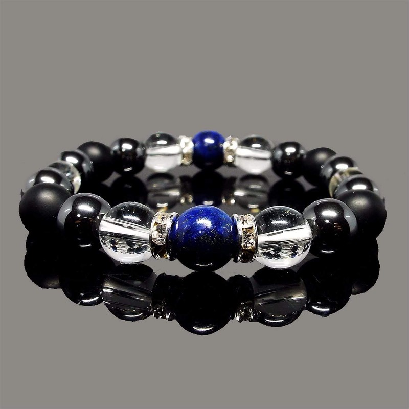STONE KITCHEN Men’s Power Stone Bracelet, Lapis Lazuli, Hematite, Matte