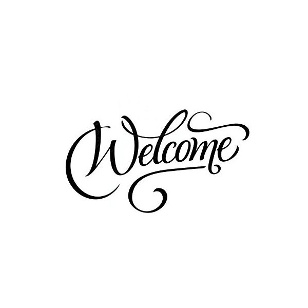 Welcome Modern Wall Words Entryway Door Vinyl Decal Stickers 10x6-Inch Glossy Black