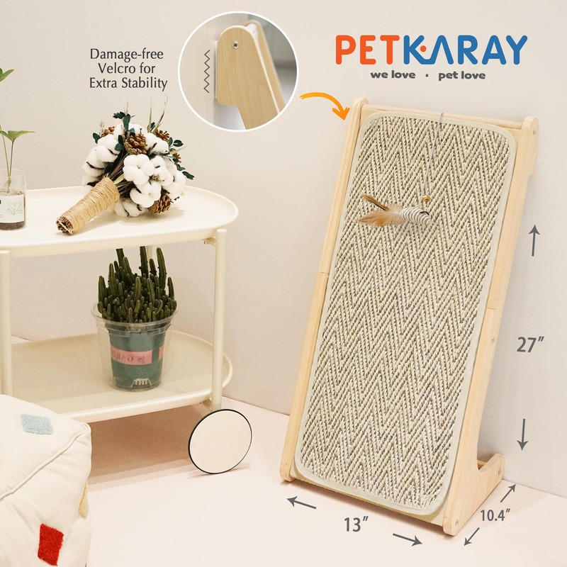 PETKARAY Cat Scratcher, Sisal Scratching Ramp, L Shape Cat Scratch