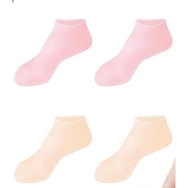 Nano Glass Foot File Callus Remover&Thickened Heel Moisturizing Silicone Socks for Dry Cracked Feet-Foot Care Set for Dead Skin Remover&Soft Feet (Pink&Nude, 2 Pairs(1pink;1nude))