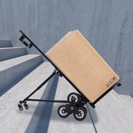 DYNAMI Stair Climbing Cart, Folding Hand Truck Dolly Stair Climber Cart,Steel Frame Heavy Duty Stair Dolly with Adjustable Handle&Binding Rope (Load 460Lbs 6+2 Wheels)