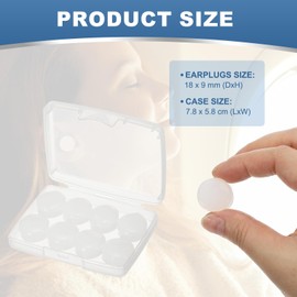 YELARXI YELARXI Silicone Earplugs, 27 Db Noise Cancelling Sleeping Ear Plugs Soft Reusable Moldable with Case for Swimming Travel Snoring Concerts Airplane Shooting Range (10 Pack, White)