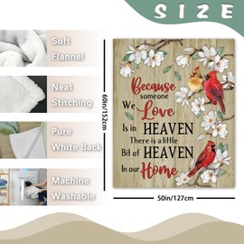 Paayna Memorial Cardinal Flannel Throw Blanket, Sympathy Gifts for Memory Lost Loved Ones Friends Family Members, Red Birds Magnolia Flower Farmhouse Soft Blankets for Bedding Sofa 50 x 60 Inches