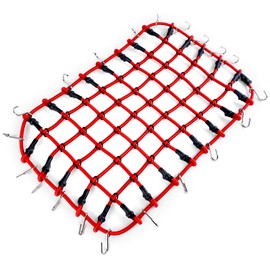 1/6th RC Elastic Roof Rack Luggage Net with Hooks for SCX6 AXI05000 SCX6-II AXI05001 Trail Honcho RC Crawler Truck Car (Red)