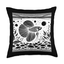 Line Art Fish & Ichthyologist Celestial Pearl Danio Throw Pillow