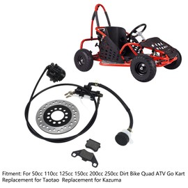 Rear Brake Master Cylinder Kit, Kart Brake Caliper Pad Disk Rotor Assembly for 50cc 110cc 125cc 150cc 200cc 250cc Dirt Bike Quad ATV Kart Taotao Kazuma Roketa