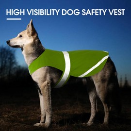 Kuoser Reflective Dog Vest, High Visibility Dog Safety Vest for Medium Large Dogs, Pet Reflective Jacket Fluorescent Green Dog Vest to Safeguard Your Dog in The Outdoors On and Off Leash, L