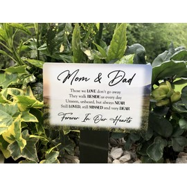 Mom & Dad Memorial Plaque Stake. Beautiful, eye-catching, waterproof grave marker printed with a landscape image and a remembrance poem. (Landscape)