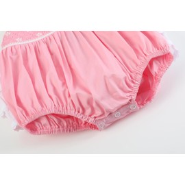 Lil cactus Pink and White Flower Smocked Ruffle Romper, 3-6 Months