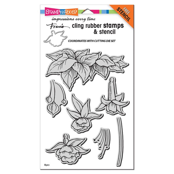 Stampendous Cling Rubber Stamp, Fuchsia Trio, Grey