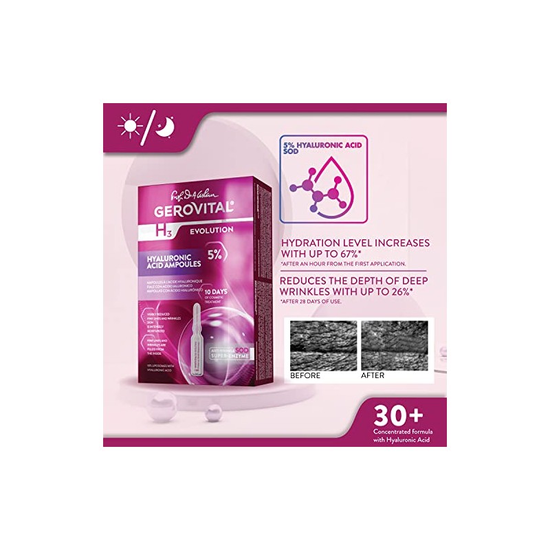 GEROVITAL H3 EVOLUTION Hyaluronic Acid Ampoules with Superoxide Dismutase for