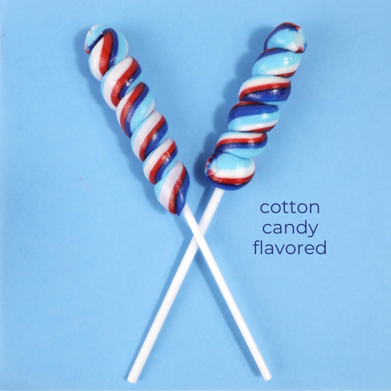 Sweetzo Red, White and Blue Twist Candy Lollipops, Bulk Individually