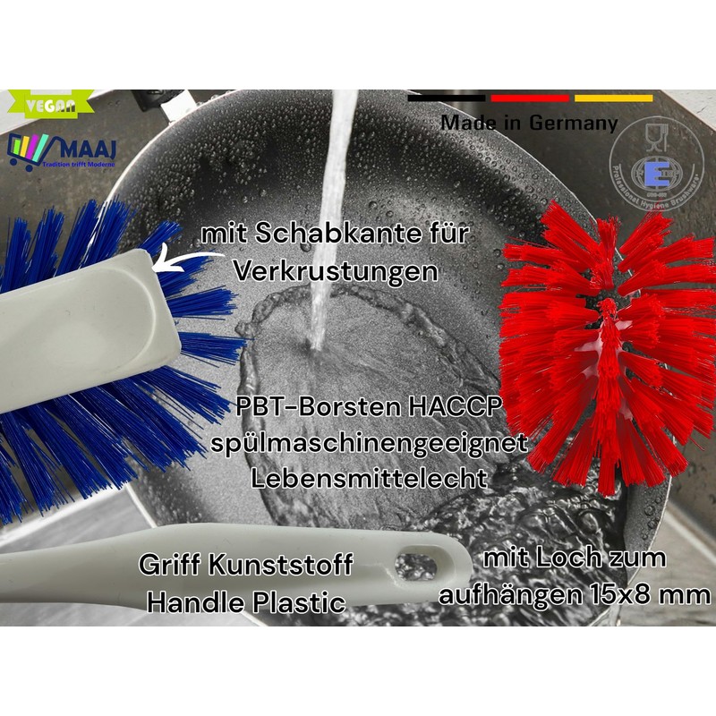 MAAJ® 2x White Hygiene Washing Up Brush for the Food