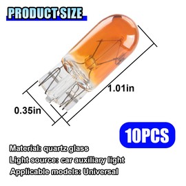 ZIMISI 10PCS T10 Car Brake Light Bulb, 12V 5W Flat Foot Halogen Width Indicator Lights, Quartz Glass Turn Signal Bulb, Plug and Play Instrument Lights, Car Lighting Replacement Accessories (Red)