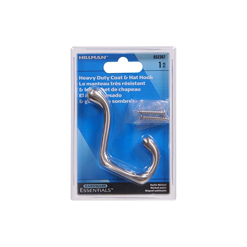 Hardware Essentials 852307 Heavy Duty Coat and Hat Hook Satin