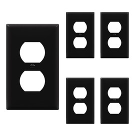 ENERLITES Duplex Receptacle Outlet Wall Plate, Size 1-Gang 4.50" x 2.76", Unbreakable Polycarbonate Thermoplastic, UL Listed, 8821-BK-5PCS, Black (5 Pack)