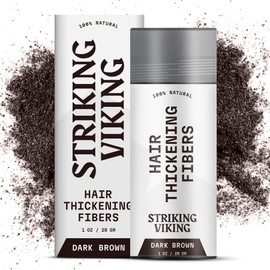 Striking Viking Hair Fibers for Thinning Hair - Dark Brown, 0.98 Oz, Pack of 1 - Volume-Boosting Thickening Powder - Long-Lasting Hold Styling Powder